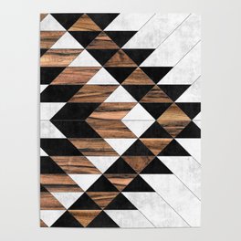 Urban Tribal Pattern No.9 - Aztec - Concrete and Wood Poster