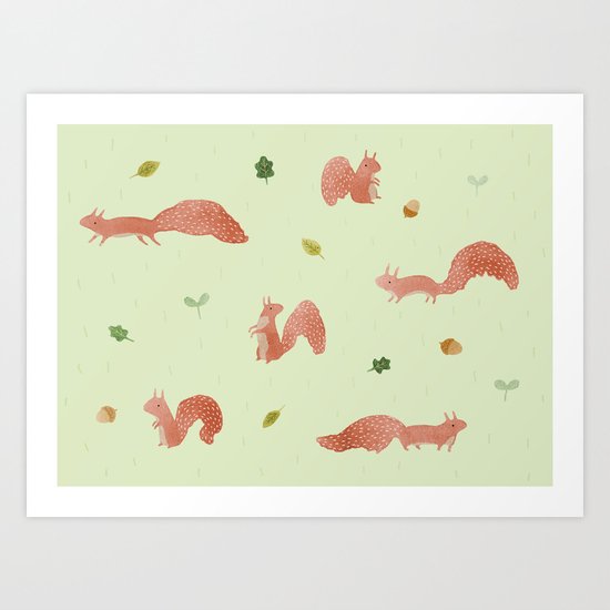 Red Squirrels Art Print