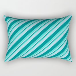 [ Thumbnail: Turquoise, Light Blue & Teal Colored Lined Pattern Rectangular Pillow ]