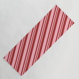 [ Thumbnail: Brown and Light Pink Colored Stripes/Lines Pattern Yoga Mat ]