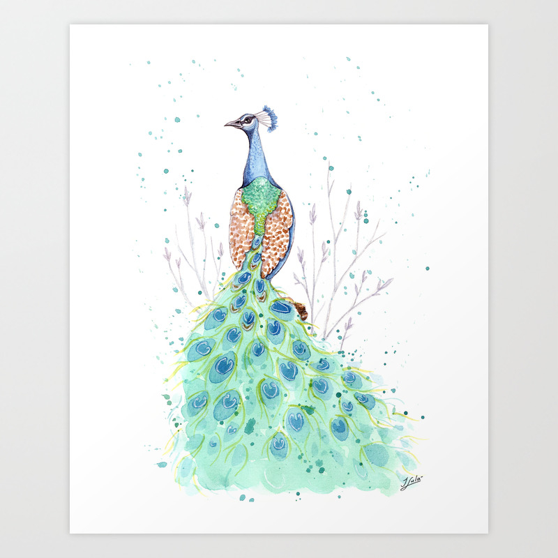 Watercolor Peacock Painting Art Print By Ilonasula Society6
