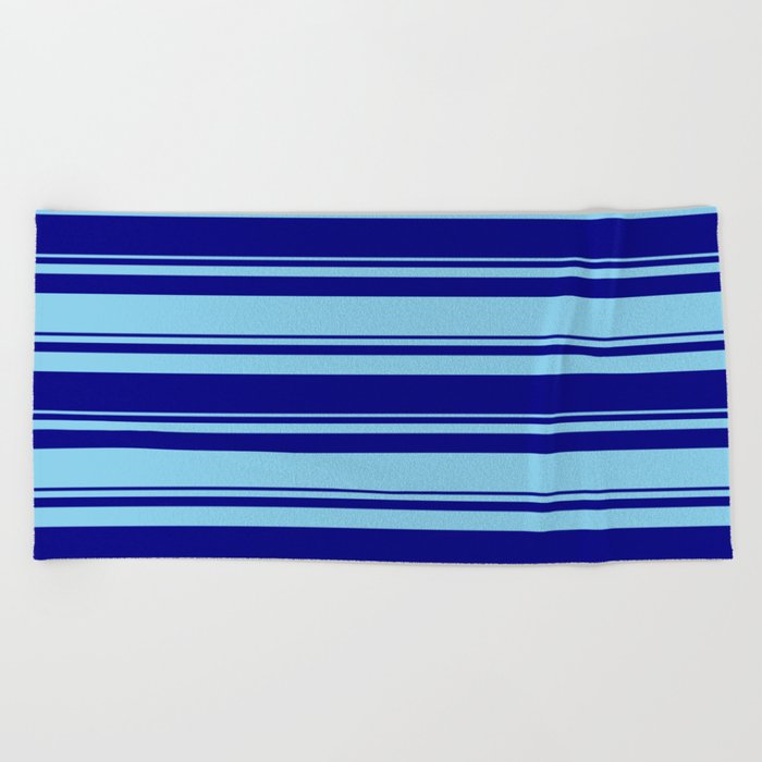 Blue and Sky Blue Colored Stripes/Lines Pattern Beach Towel