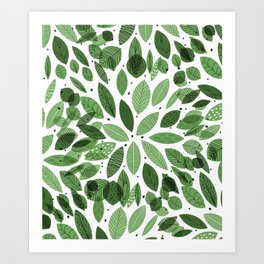 Mid-Century Green Leaves mix Art Print