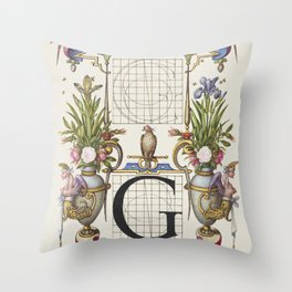 Vintage calligraphic poster 'G' Throw Pillow
