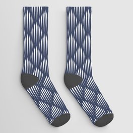 Navy Blue and White Abstract Pattern Socks
