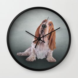 Drawing funny dog Basset Hound Wall Clock