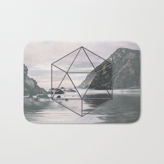Surreal Geometric Calm Water Landscape View Hexagon Bath Mat