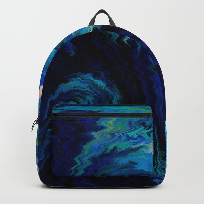 Distorted Blue Pattern Artwork Backpack