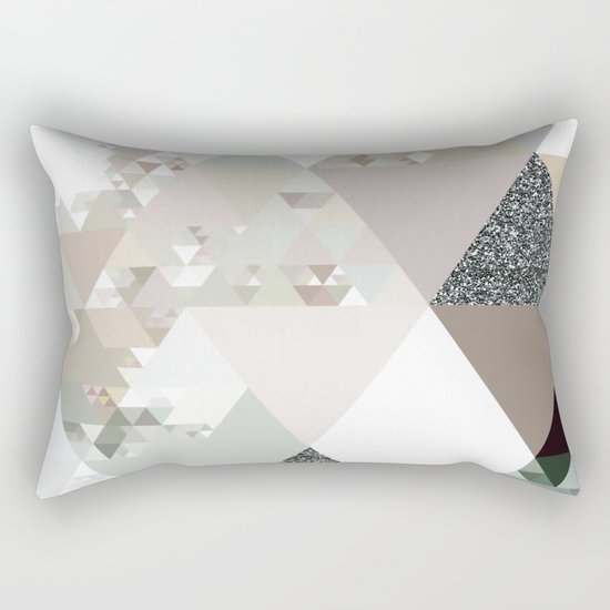Triangles in glittering graphite quartz - Grey glitter triangle pattern Rectangular Pillow