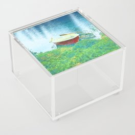 rowboat impressionism painted realistic scene Acrylic Box