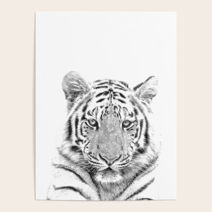 Black and white tiger Poster by Alemi Society6