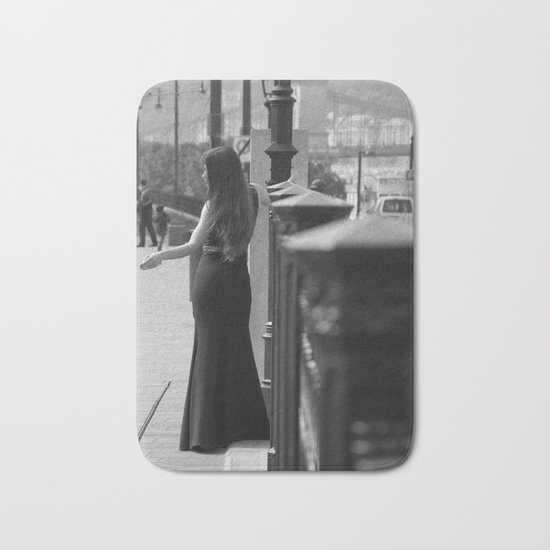 Black white model Bath Mat