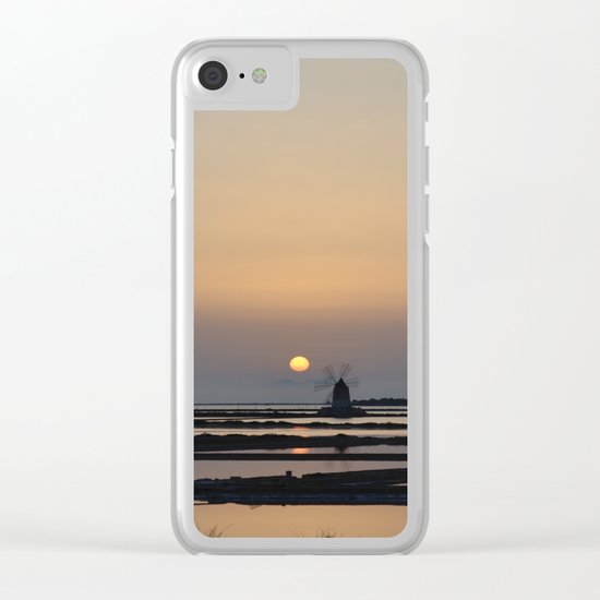 windmill at sunset Clear iPhone Case