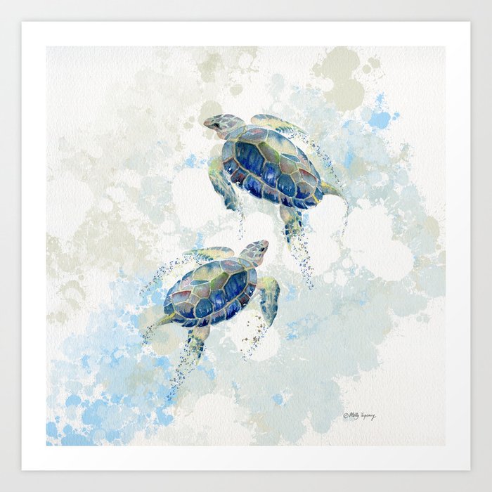 Swimming Together 2 - Sea Turtle  Art Print
