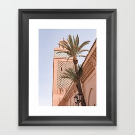 Moroccan Mosque with Palm Tree in Marrakech Framed Art Print