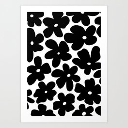 Black & White Flower - 70's Daisies Art Print