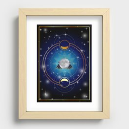 Witchcraft ritual with full moon waxing and waning moon phases Recessed Framed Print