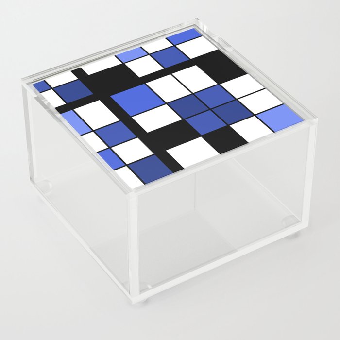 De Stijl Style Geometrical Art Blue Acrylic Box