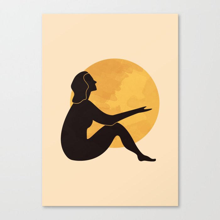 Woman and The Moon I Canvas Print