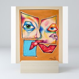 colorful abstract face Mini Art Print