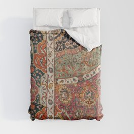 Persian Medallion Rug II // 16th Century Distressed Red Green Blue Flowery Colorful Ornate Pattern Duvet Cover