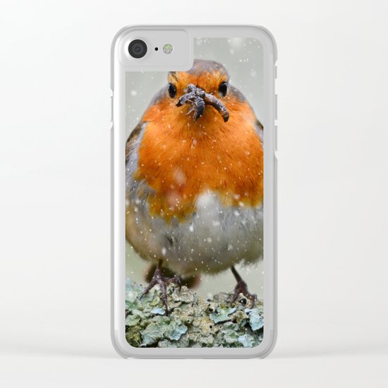 Chubby Winter Robin Clear iPhone Case
