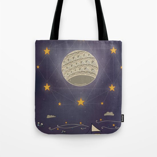 Sailing under the moon Tote Bag
