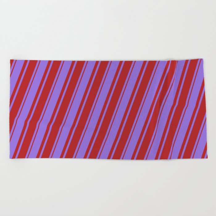 Purple and Red Colored Lines/Stripes Pattern Beach Towel