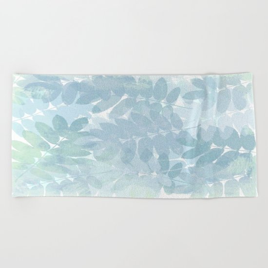 Vintage Blue Leaf Abstract Beach Towel