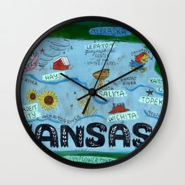 KANSAS map Wall Clock