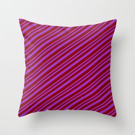 [ Thumbnail: Dark Orchid & Dark Red Colored Lines Pattern Throw Pillow ]