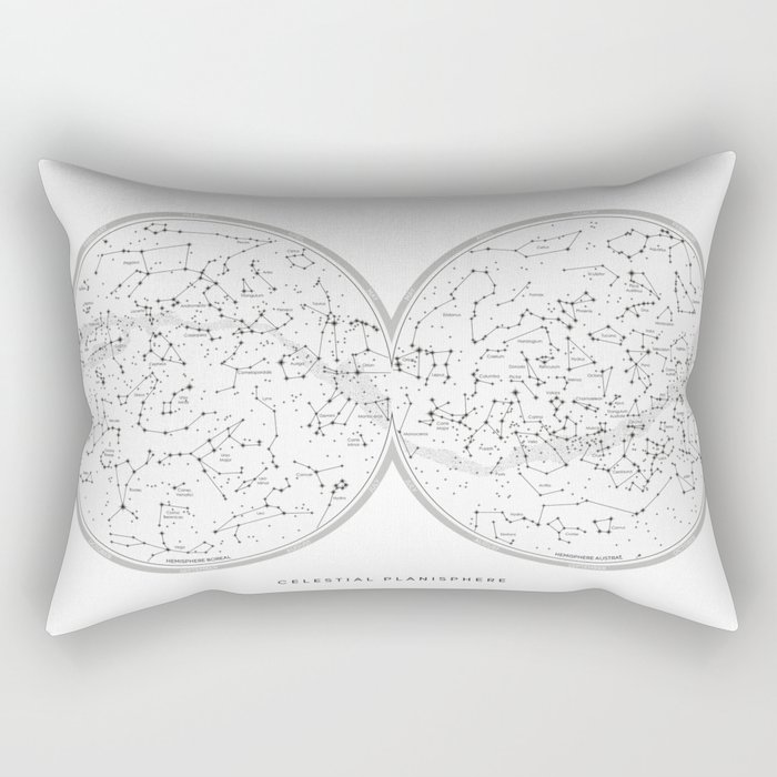 Sky map celestial planisphere, white Rectangular Pillow