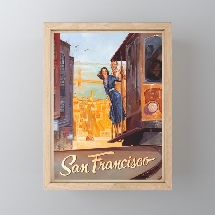 Vintage travel poster-San Francisco. Framed Mini Art Print