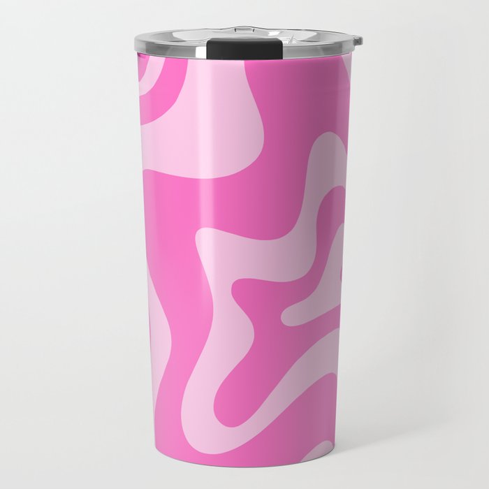 Retro Liquid Swirl Abstract Pattern in Y2K Pink Tones Travel Mug
