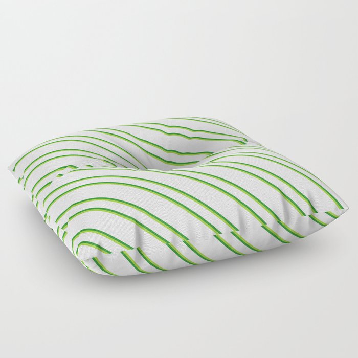 Mint Cream, Forest Green, and Green Colored Striped/Lined Pattern Floor Pillow