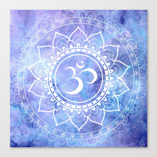Om Mandala Lavender Perinwinkle Blue Galaxy Space Canvas Print