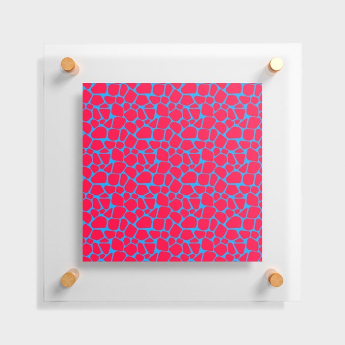 Neon Red Blue Giraffe Pattern Floating Acrylic Print