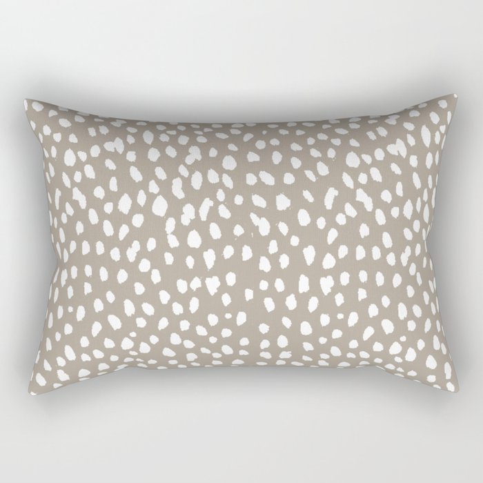White on Dark Taupe spots Rectangular Pillow