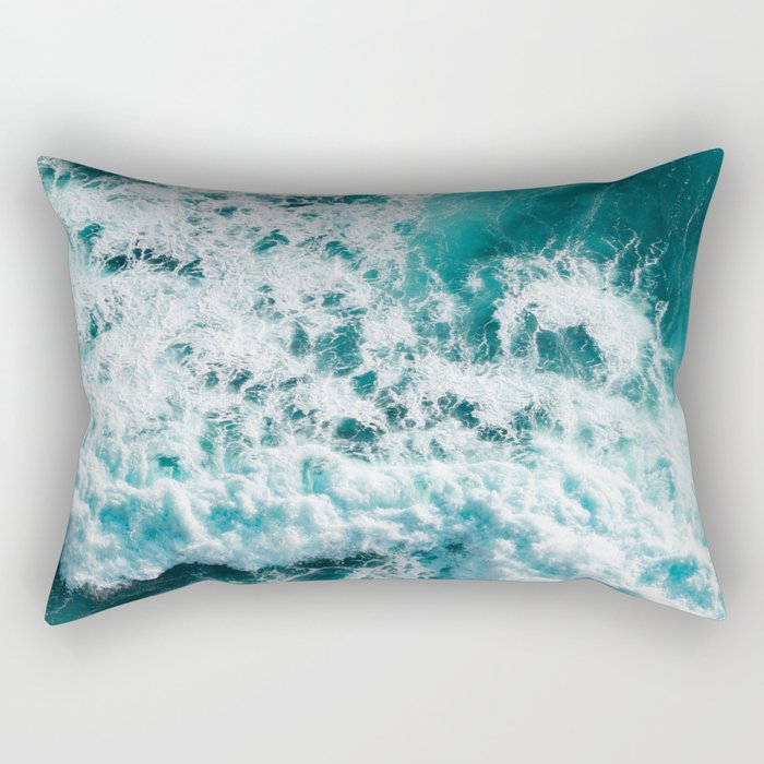 Turquoise Blue Ocean Waves Rectangular Pillow