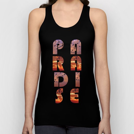 Flight of flamingos at sunset Unisex Tank Top