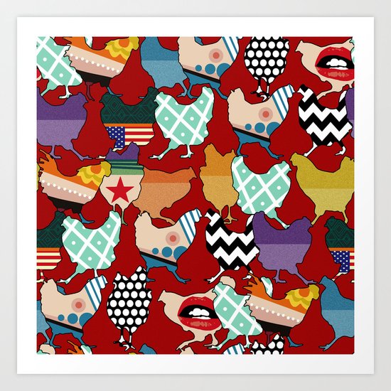 Cincinnati Chickens red Art Print