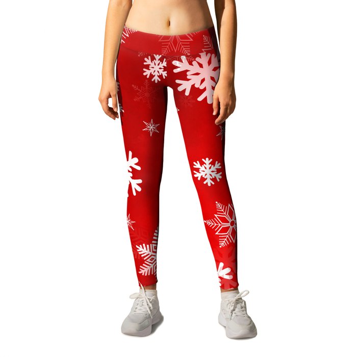 Light Red Snowflakes Leggings