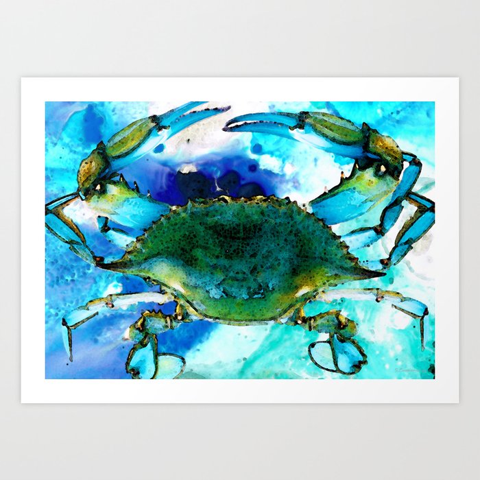 Blue Crab - Abstract Seafood Painting Art Print