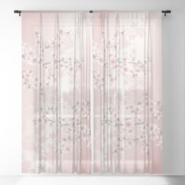 Apricot Cherry Blossom | Vintage Floral Sheer Curtain