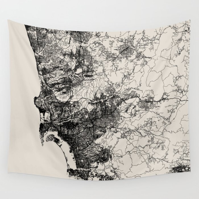 Black and white on sale map tapestry