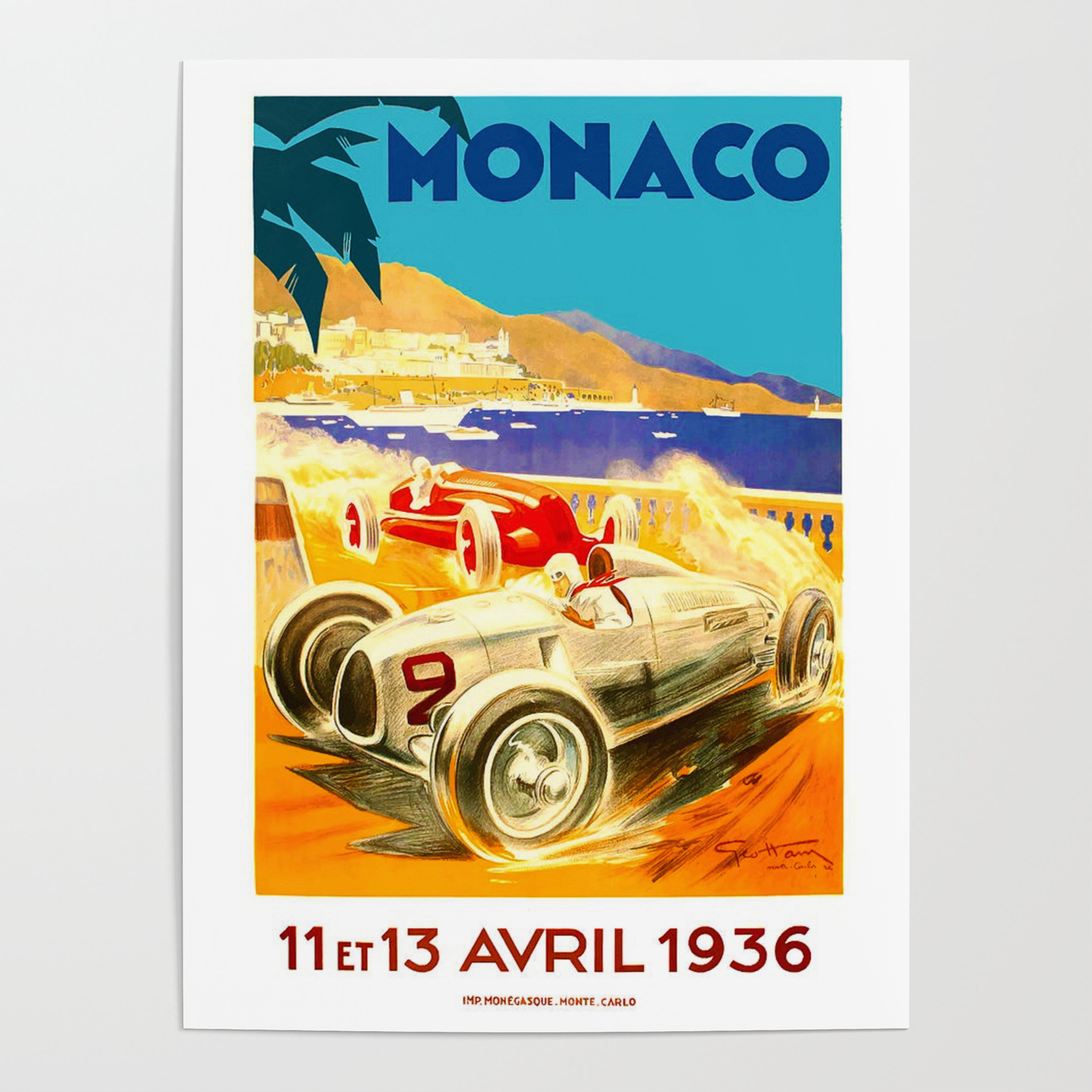 vintage monaco grand prix car race print canvas art painting poster 1936 vintage monaco grand prix car race print canvas art painting poster 1936