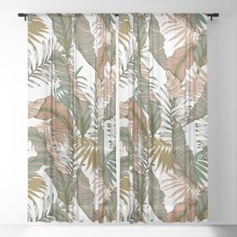 Drawing of wild tropical jungle I Sheer Curtain