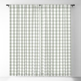Desert Sage Grey Green and White Gingham Check Blackout Curtain