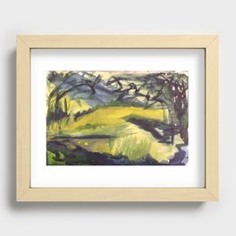 A Day by the Pond Abstract Painting Recessed Framed Print