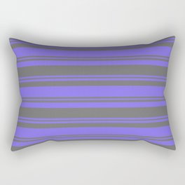 [ Thumbnail: Medium Slate Blue and Dim Gray Colored Pattern of Stripes Rectangular Pillow ]